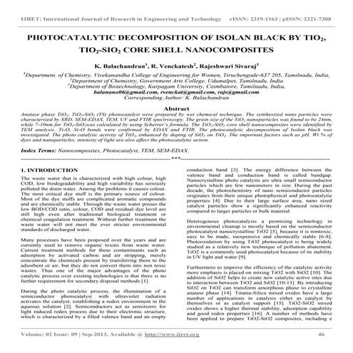 Photocatalytic decomposition of isolan black by tio2, tio2 sio2 core shell na...