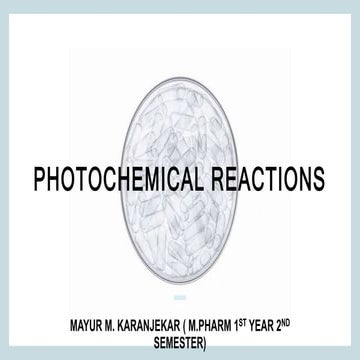 Photochemical reactions | Advanced organic chemistry II