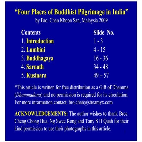 Four Places of Buddhist Pilgrimage in India