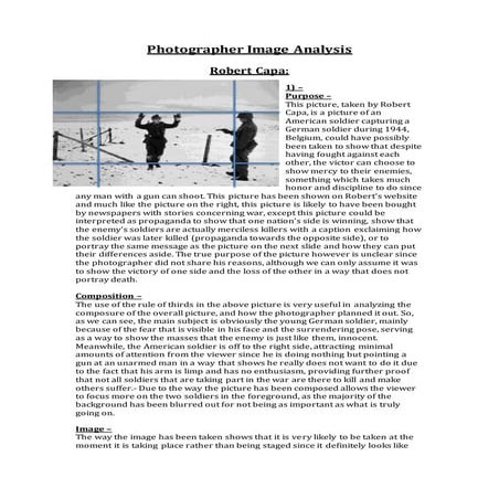 Photographer Image Analysis