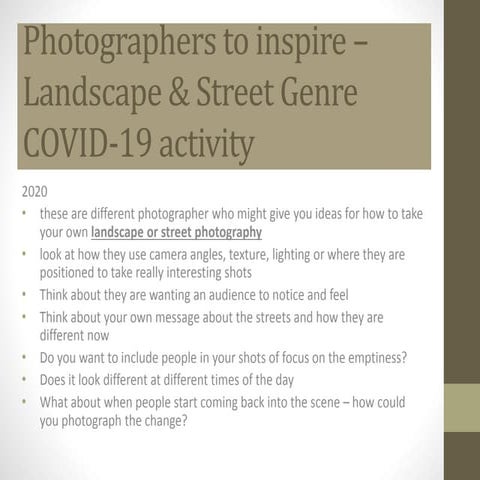 Photographers to inspire with landscape or street photography