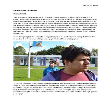 Photographic Techniques - Depth of Field