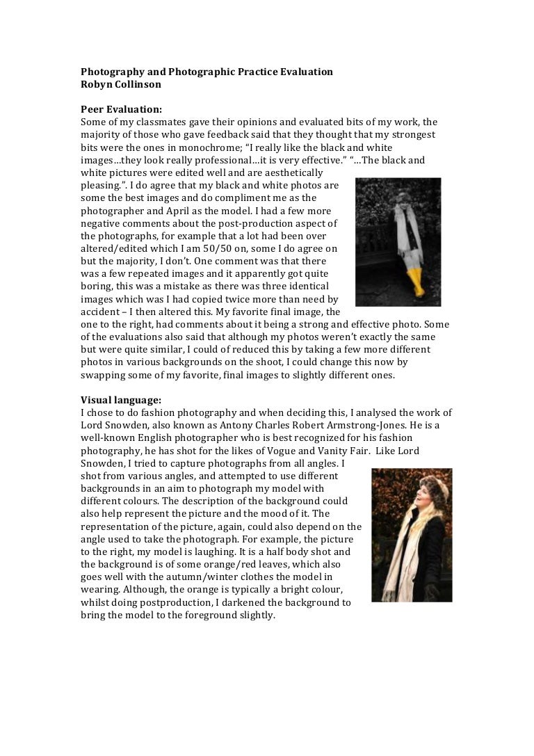 Photography and photographic practice evaluation