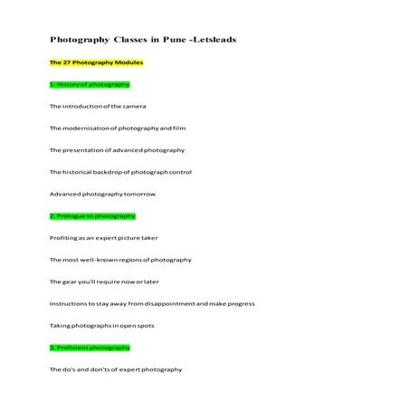 Photography Colleges in Pune