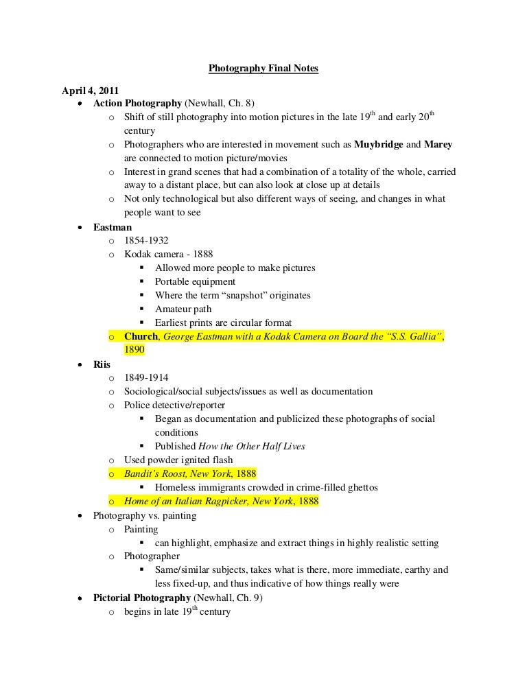 Photography Final Notes