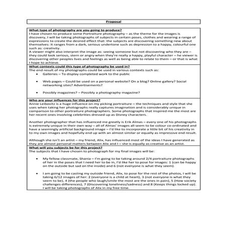 My Photography Proposal