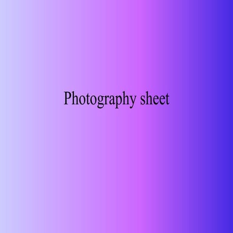 Photography sheet