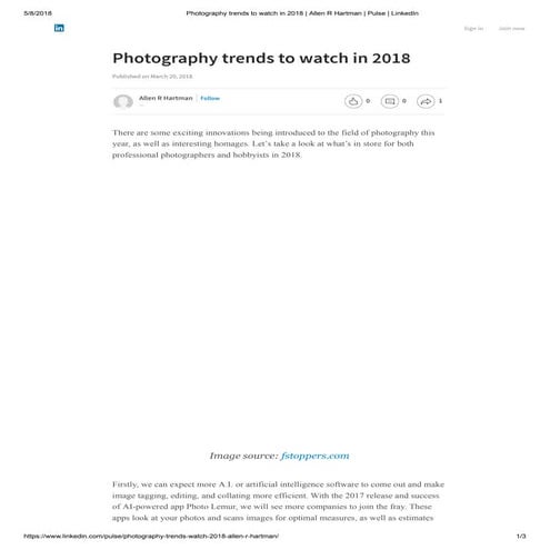 Photography trends to watch in 2018