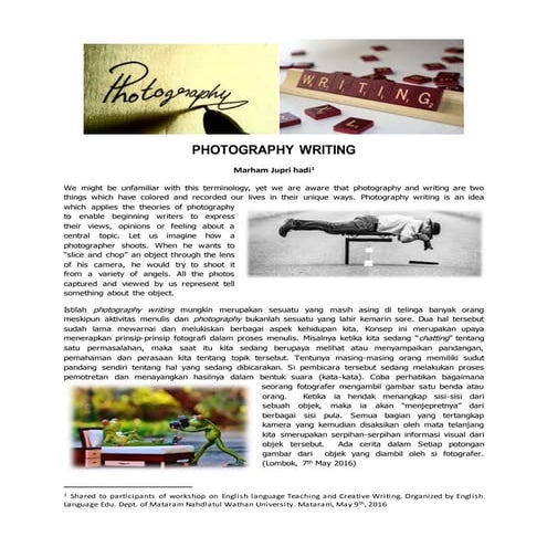 Photography writing