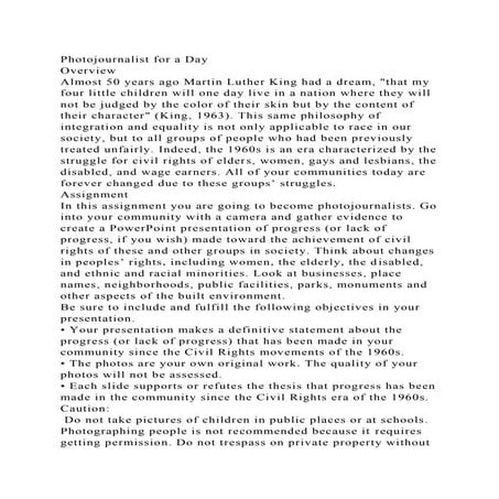 Photojournalist for a DayOverviewAlmost 50 years ago Martin Luth.docx