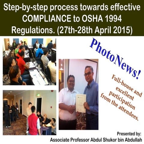 PHOTO-NEWS: Compliance to OSHA 1994 Course 27th-28th APRIL 2015.