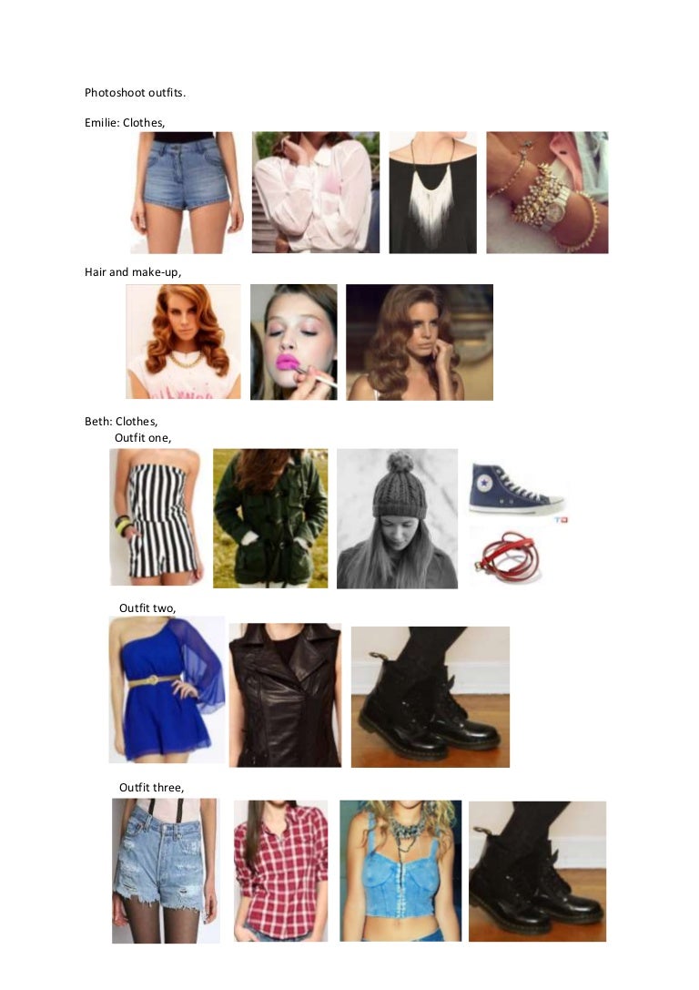 Photoshoot outfits