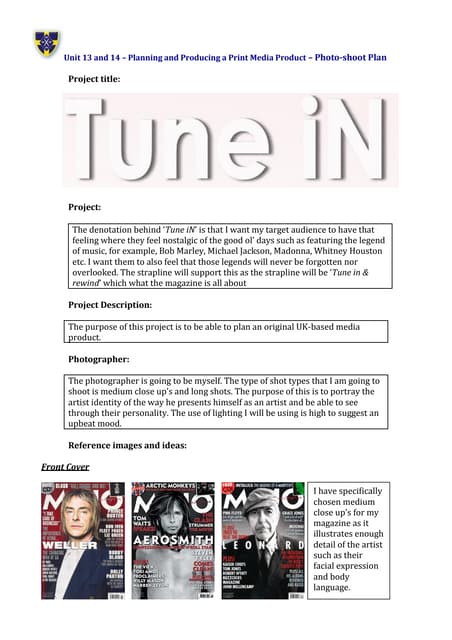 Unit 15 lo2 photo shoot plan template PDF Unit 15 lo2 photo shoot plan template PDF