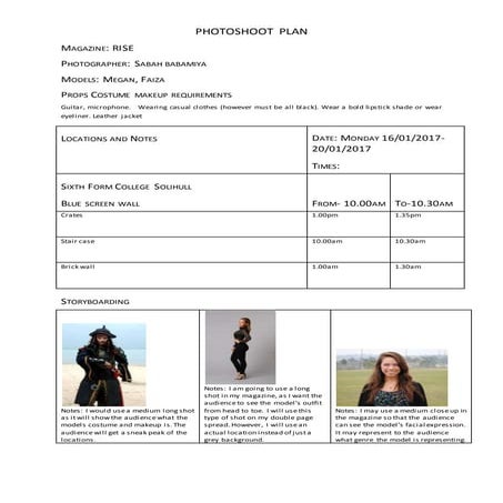 Photoshoot plan (2) | DOCX