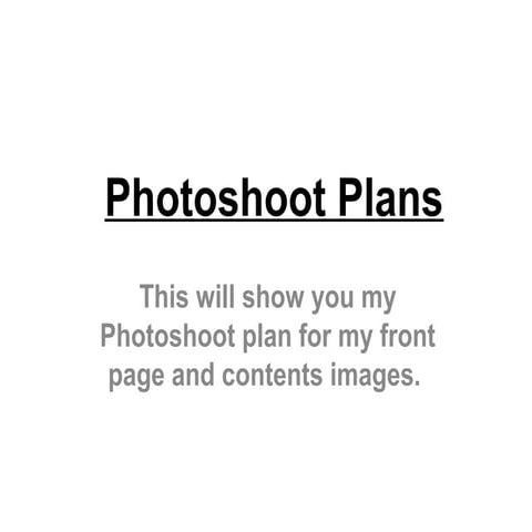 Photoshoot plans