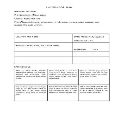 Call sheet 1 | DOCX