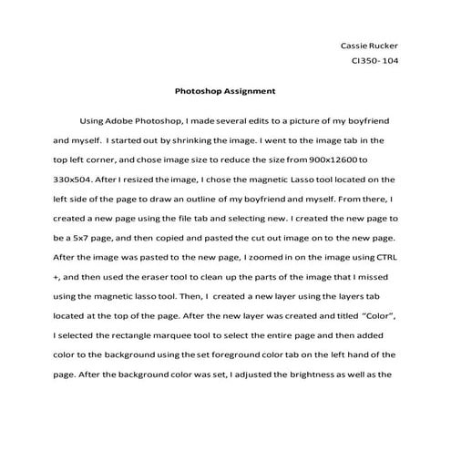 Photoshop Assignment Narrative