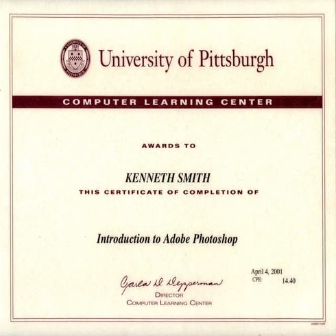Photo Shop Certificate