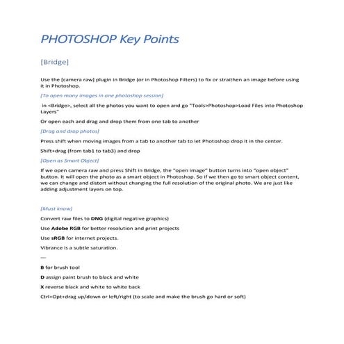 Photoshop key points