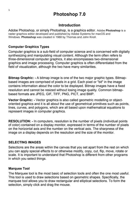 Photoshop notes