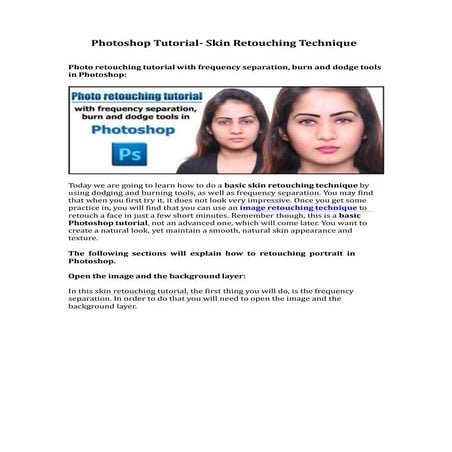  Photoshop Tutorial- Skin Retouching Technique