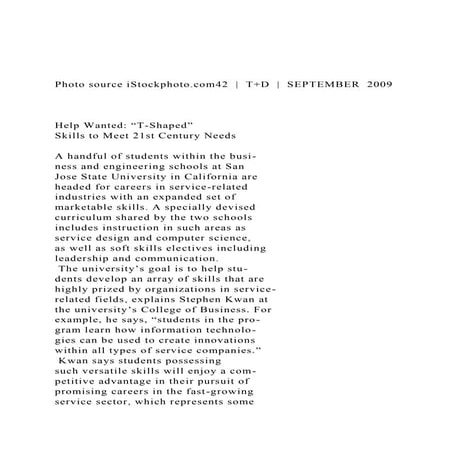 Photo source iStockphoto.com42    T+D    SEPTEMBER  2009.docx