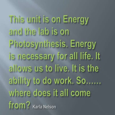 Photosynthesis  (Karla) 
