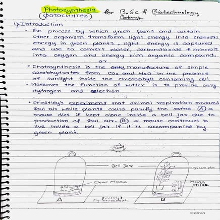 Photosynthesis & It's Pigment  Handwritten Detailed Notes for B.Sc Botany & Biotechnology