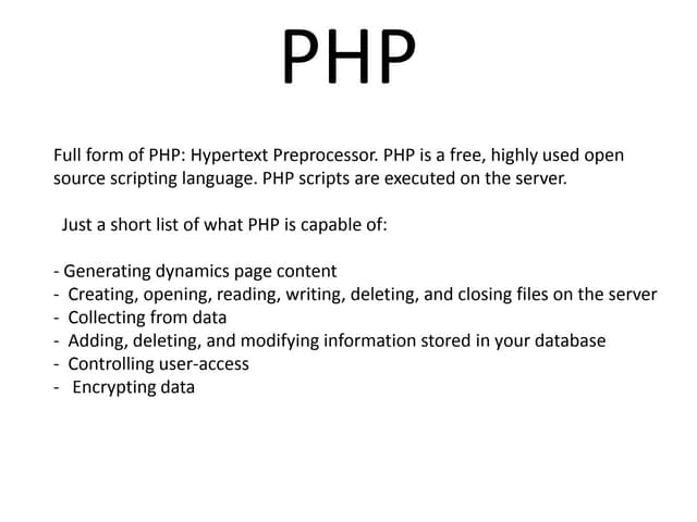 PHP | PPT | Free Download