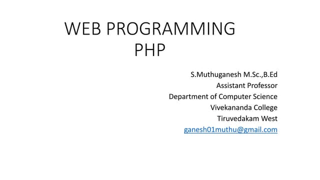 Php | PPTX | Programming Languages | Computing