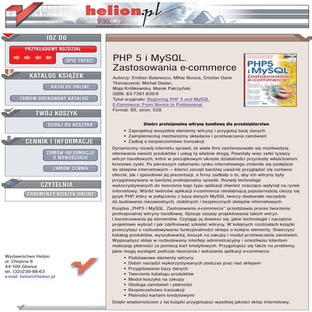 PHP 5 i MySQL. Zastosowania e-commerce