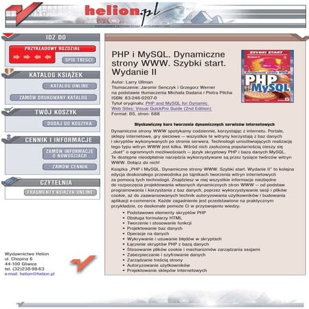 PHP i MySQL. Dynamiczne strony WWW. Szybki start. Wydanie II