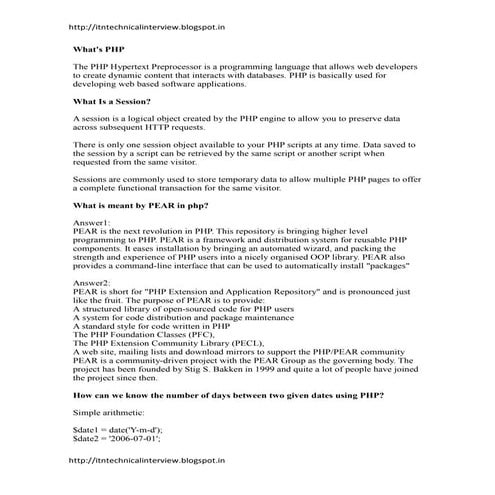 Php interview-questions and answers | PDF
