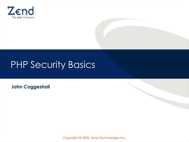PHP Security Basics