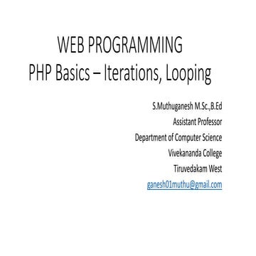 Php Basics Iterations, looping | PPTX