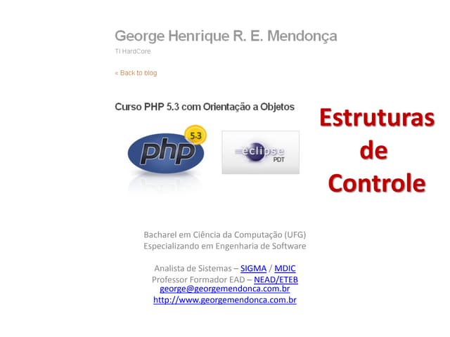 PHP 5.3 - Estruturas de Controle