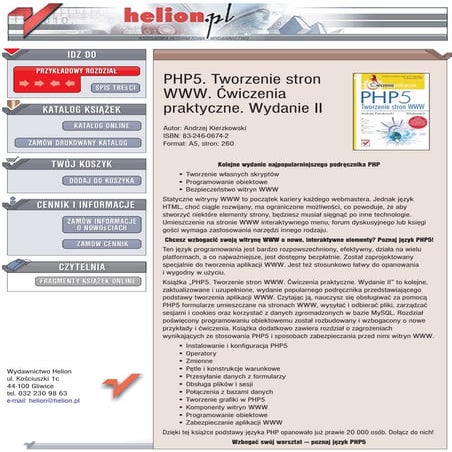 PHP5. Tworzenie stron WWW. Ćwiczenia praktyczne. Wydanie II