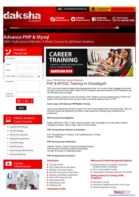 PHP Courses in Chandigarh