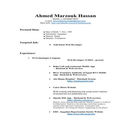 PHP Developer - Ahmed Marzouk Hassan