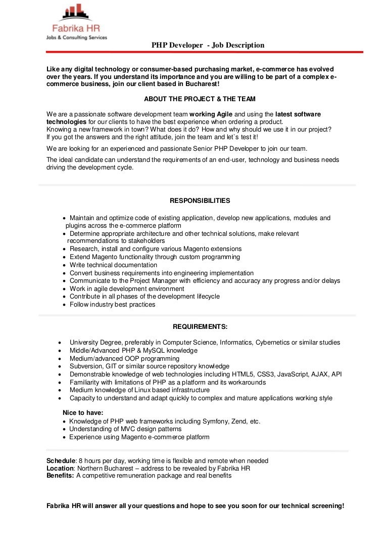 php developer job description