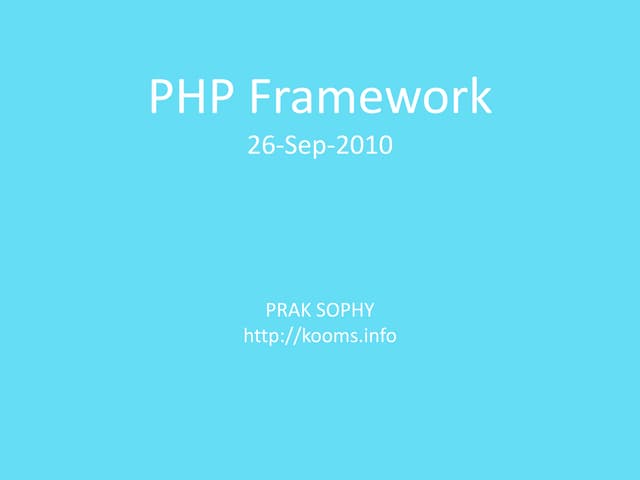 Php framework at BarCampPP