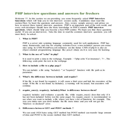 Php interview questions | PDF