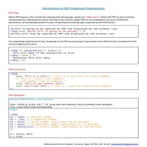 Web 8 | Introduction to PHP | PDF