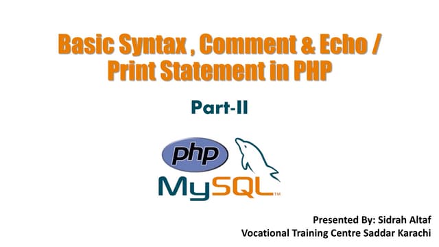PHP Syntax & Comments