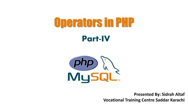 Introduction To PHP (Operators)