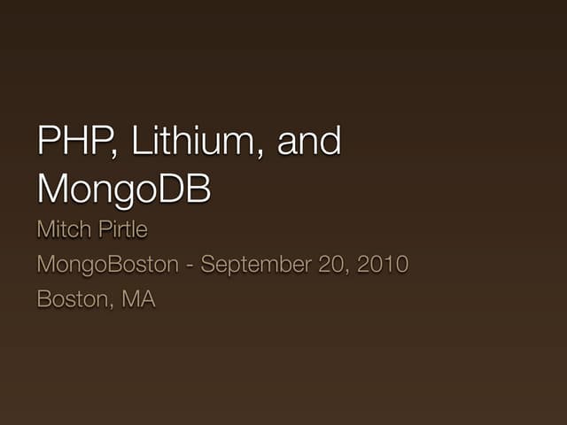 PHP, Lithium and MongoDB