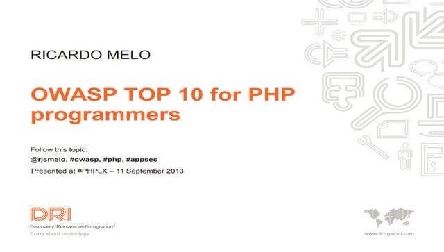 OWASP TOP 10 for PHP Programmers