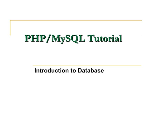 Php mysql | PPT