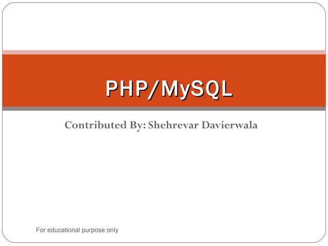 Php mysql | PPT