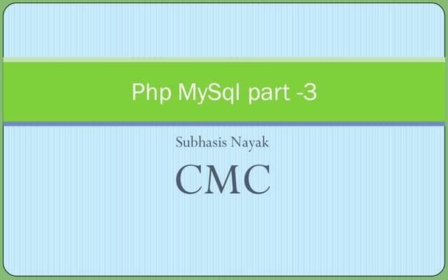 Php, mysq lpart3